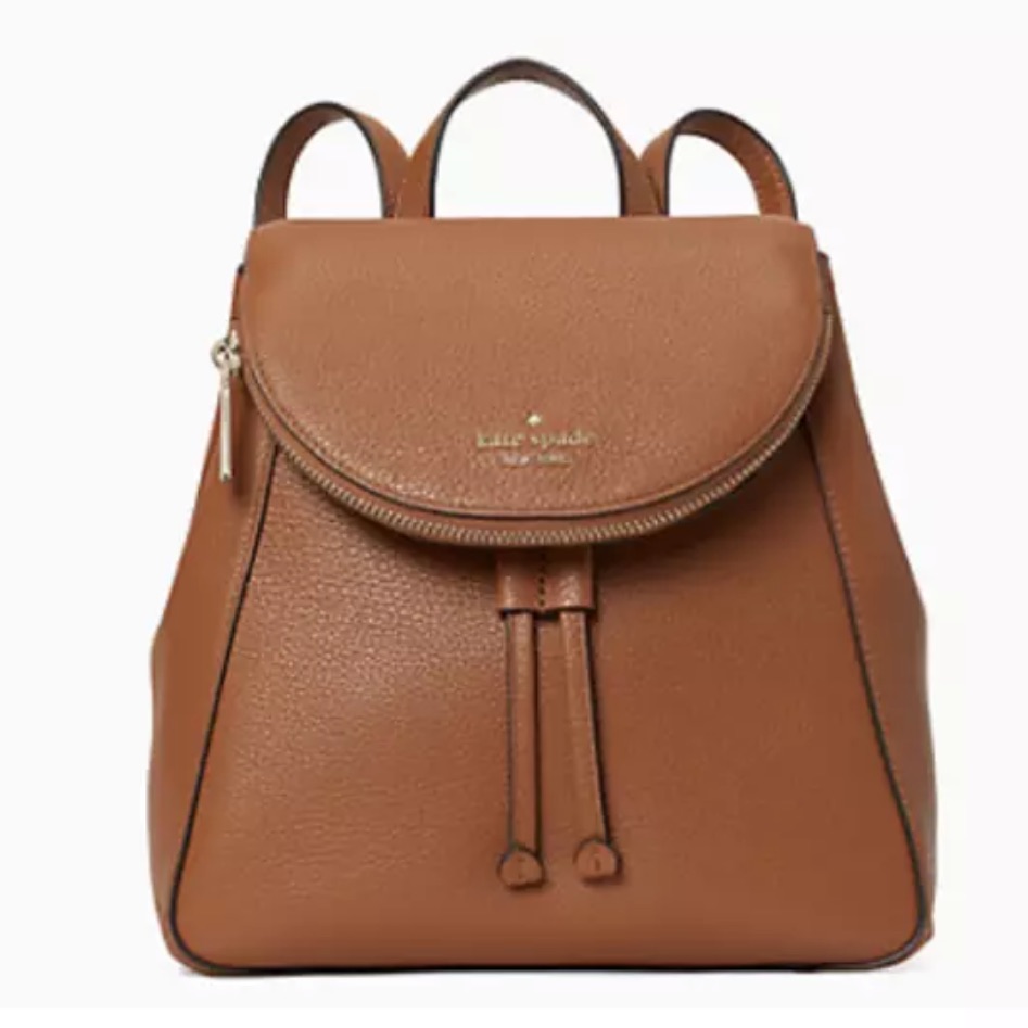 Kate Spade Leila Medium Backpack Ginger Brown Leather Nwt Bag Adjustable Straps